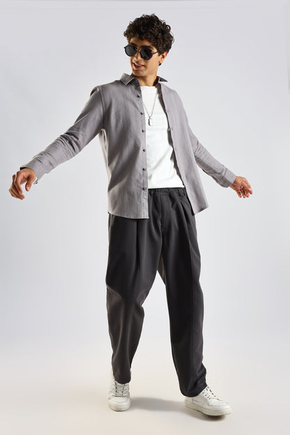 Textured Cotton Shirt Grey
