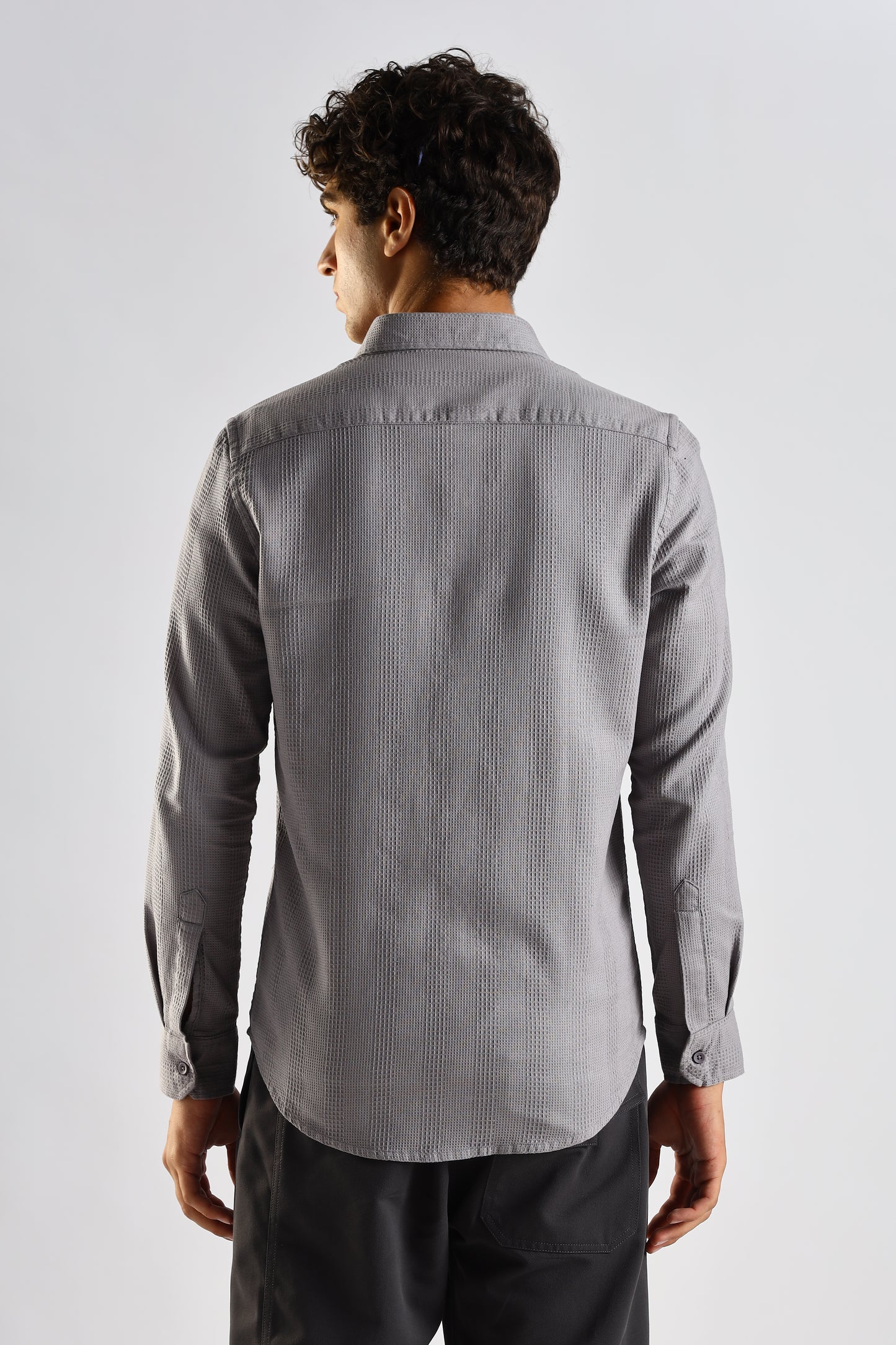 Textured Cotton Shirt Grey