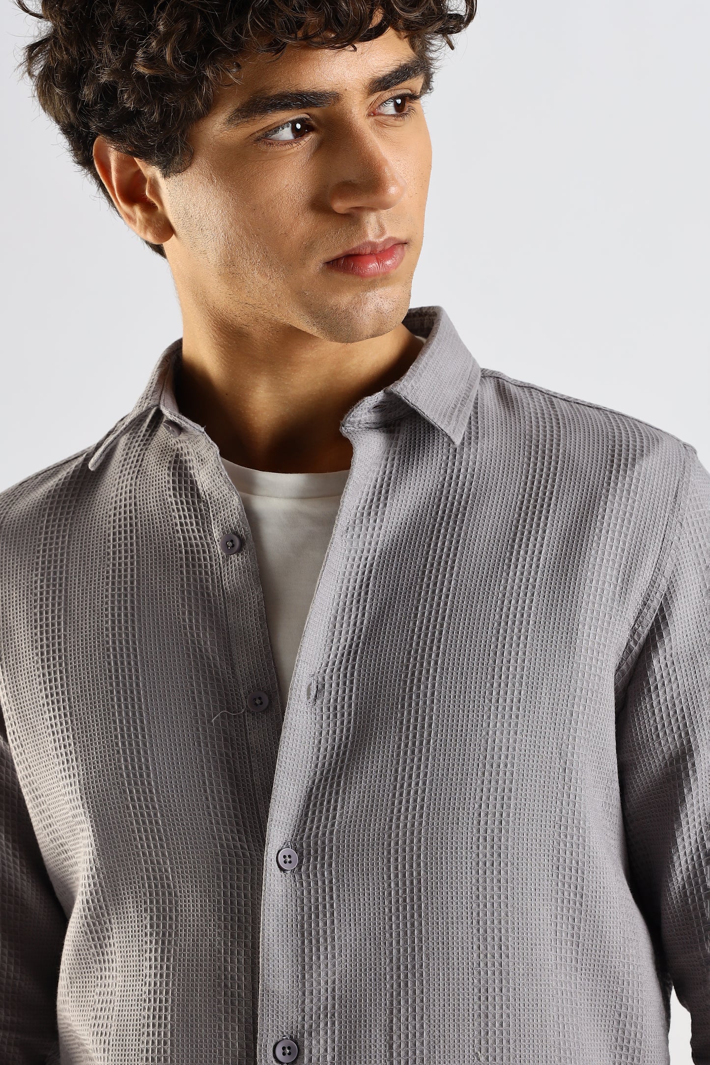 Textured Cotton Shirt Grey