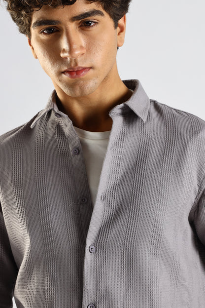 Textured Cotton Shirt Grey