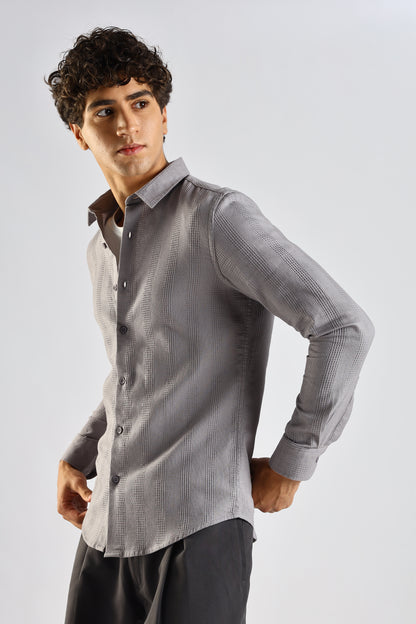 Textured Cotton Shirt Grey