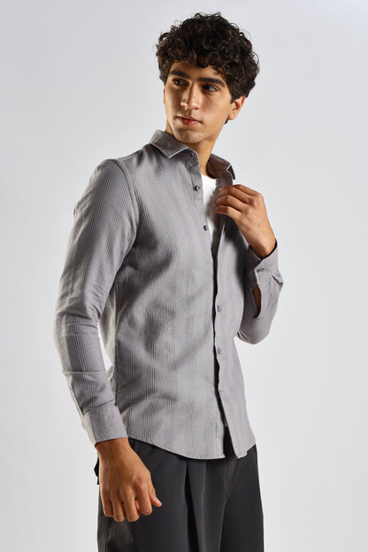 Textured Cotton Shirt Grey