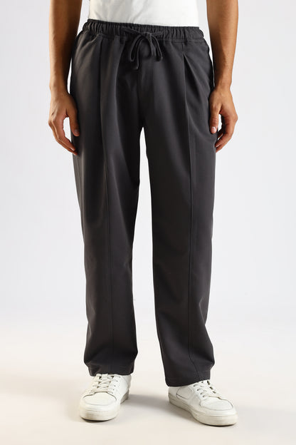 Cotton Blend Drawcord Trousers Grey