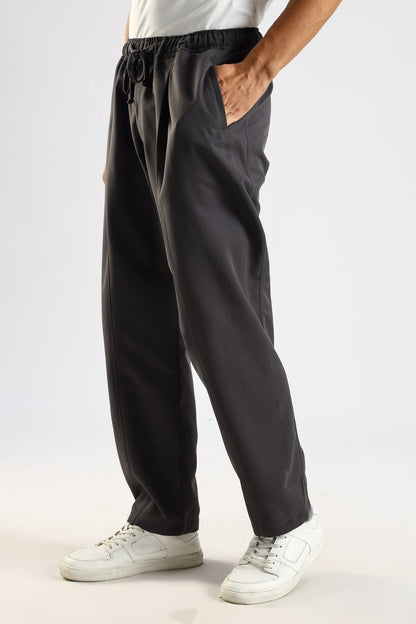 Cotton Blend Drawcord Trousers Grey