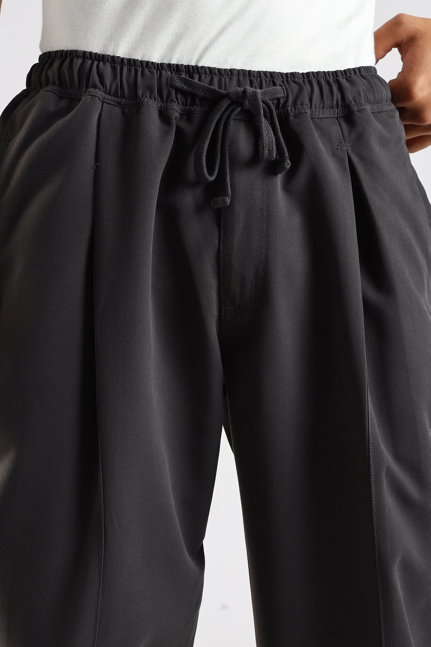 Cotton Blend Drawcord Trousers Grey