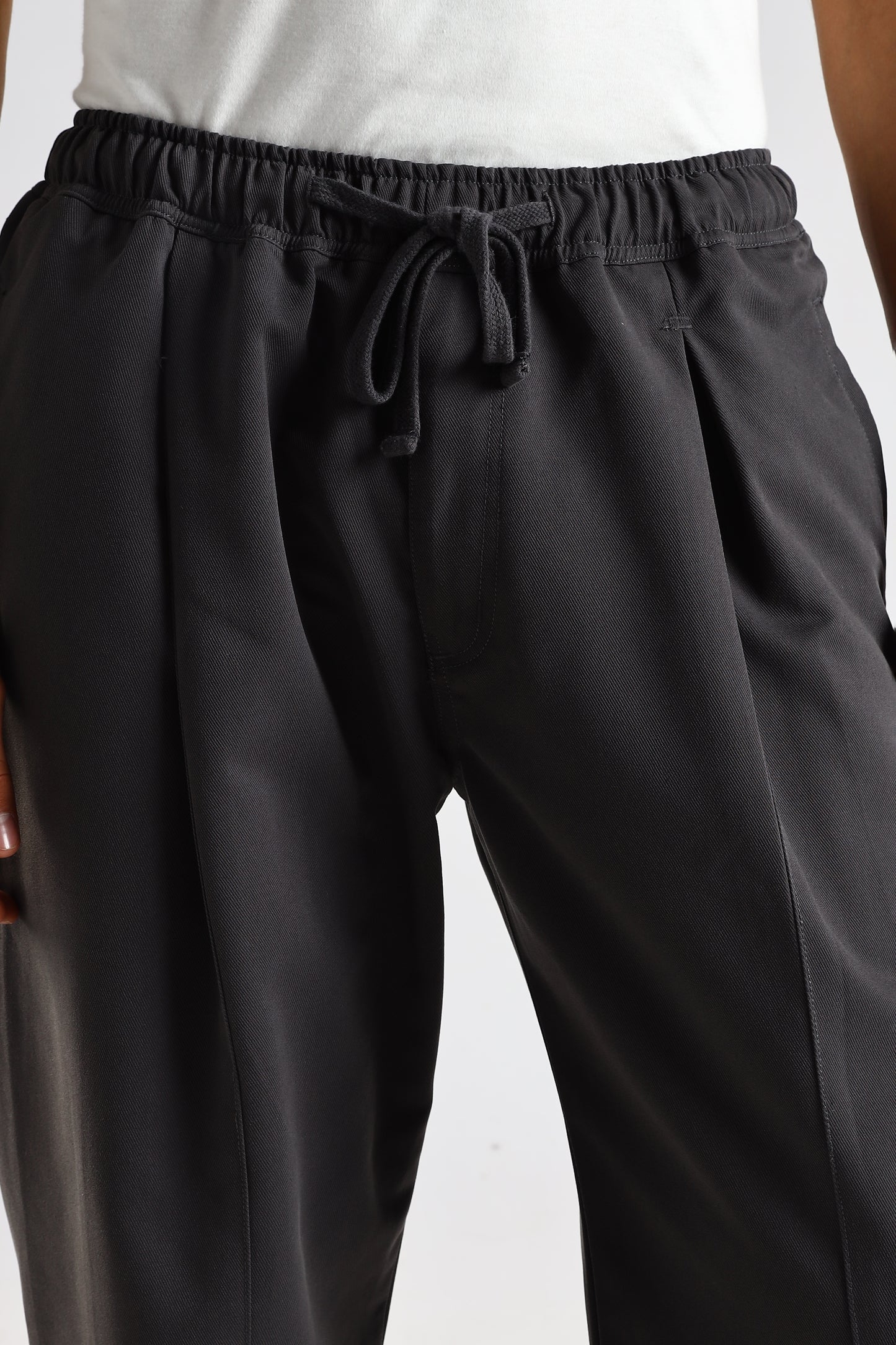 Cotton Blend Drawcord Trousers Grey