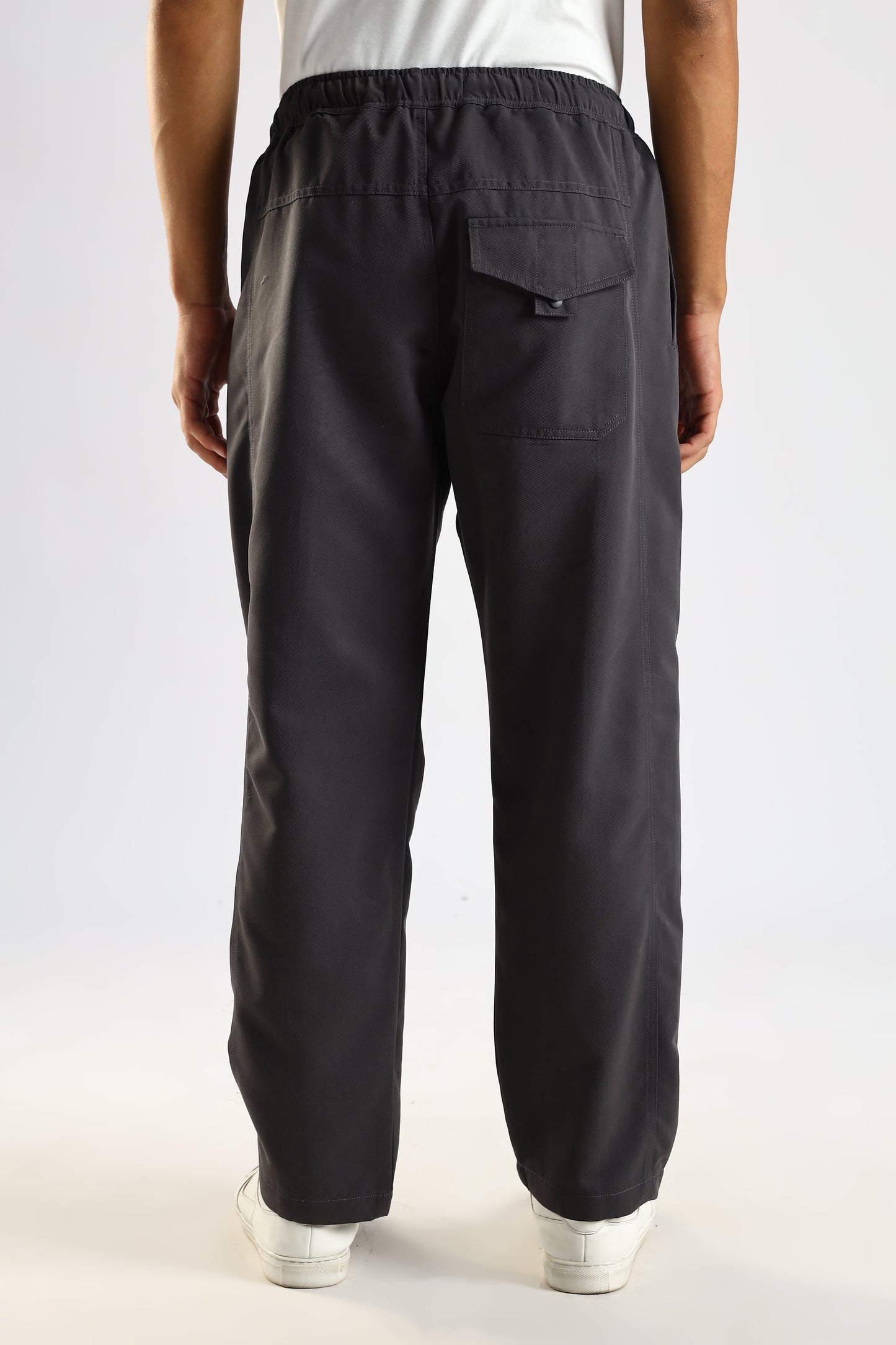 Cotton Blend Drawcord Trousers Grey