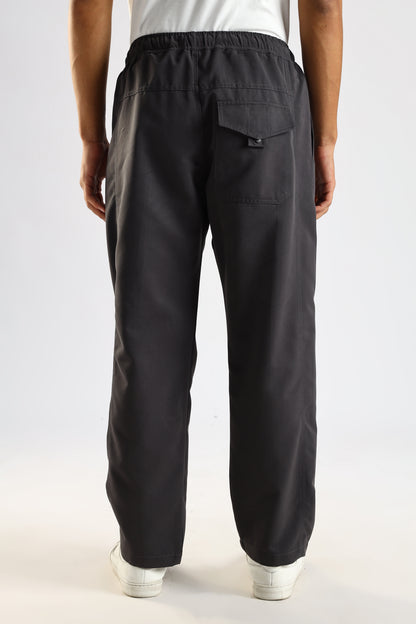 Cotton Blend Drawcord Trousers Grey