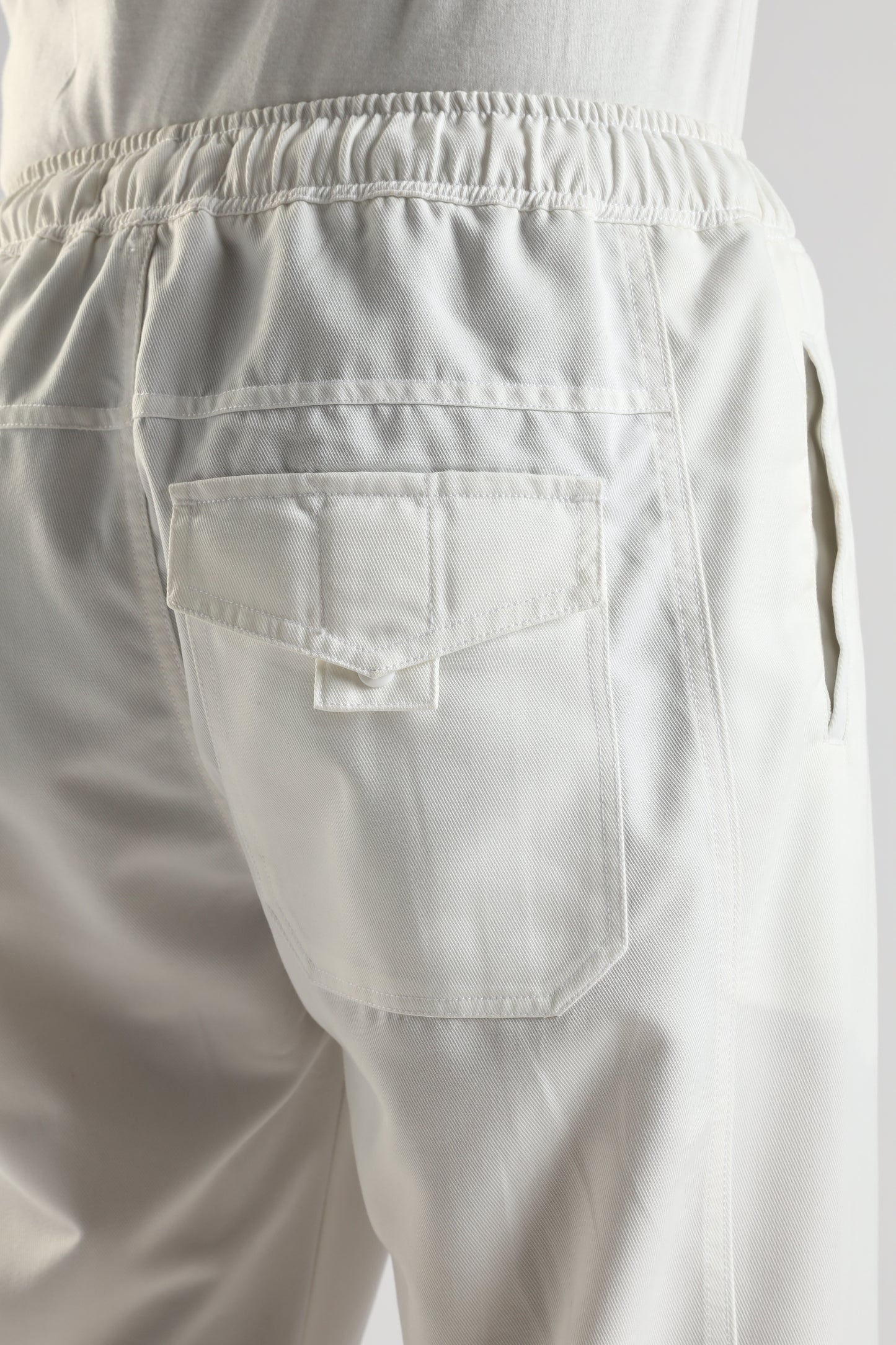 Cotton Blend Drawcord Trousers White