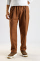 Cotton Blend Drawcord Trousers Brown