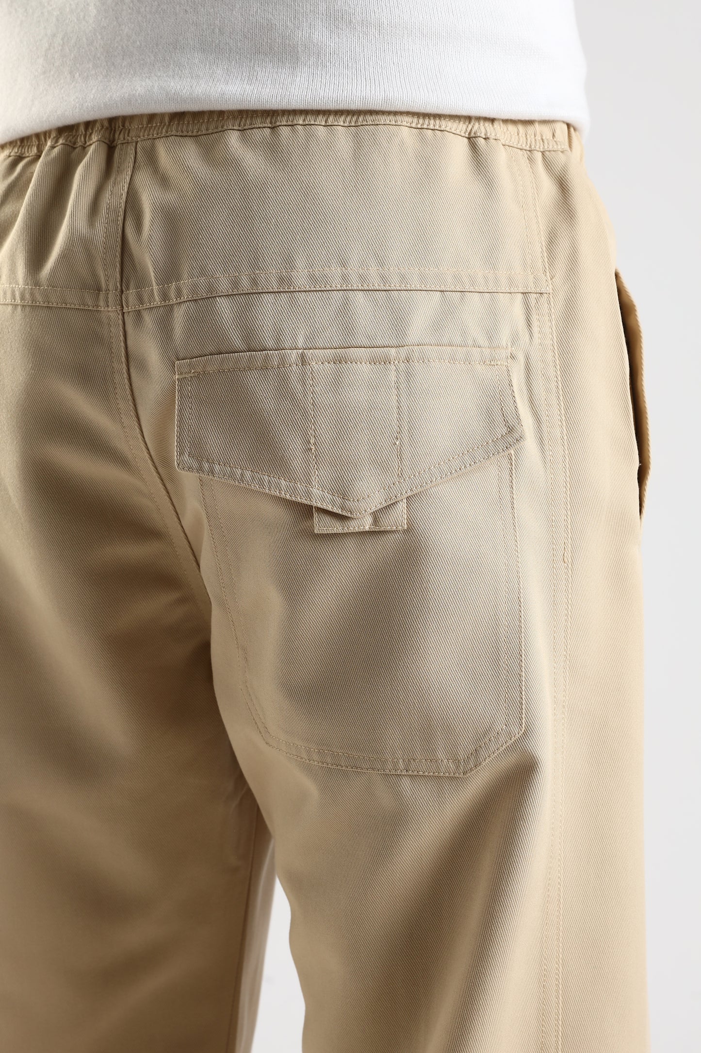 Cotton Blend Drawcord Trousers Cream