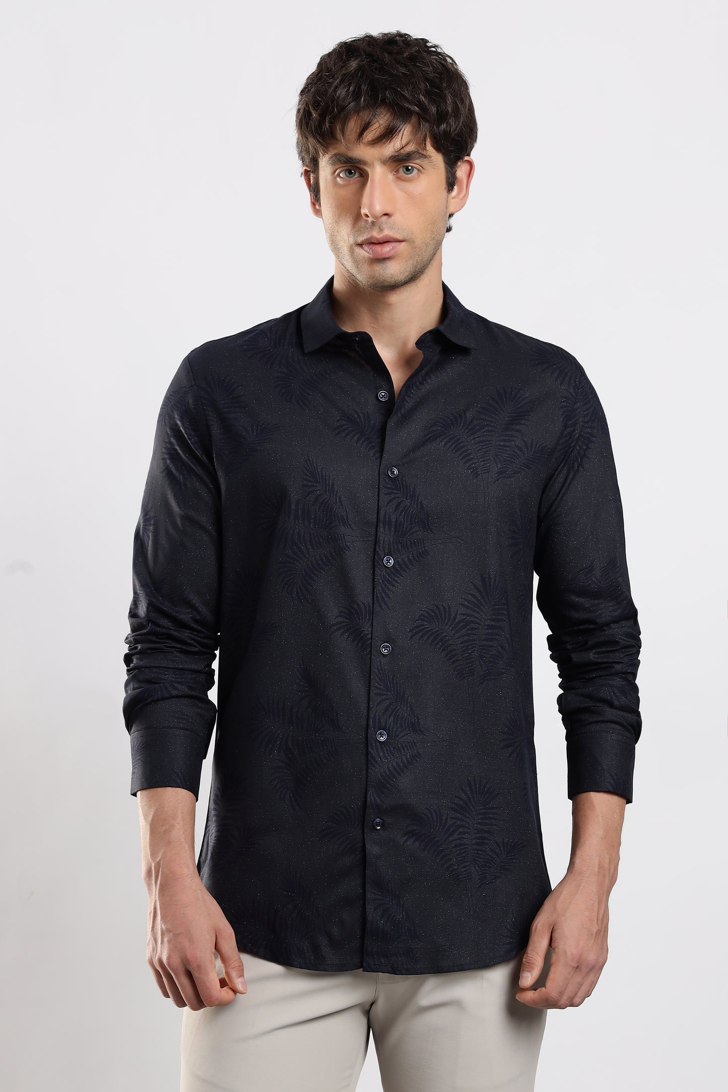 Glitter Print Shirt Navy 2