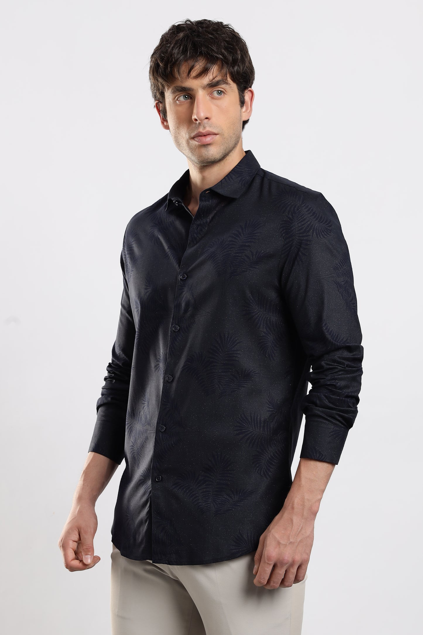 Glitter Print Shirt Navy 2