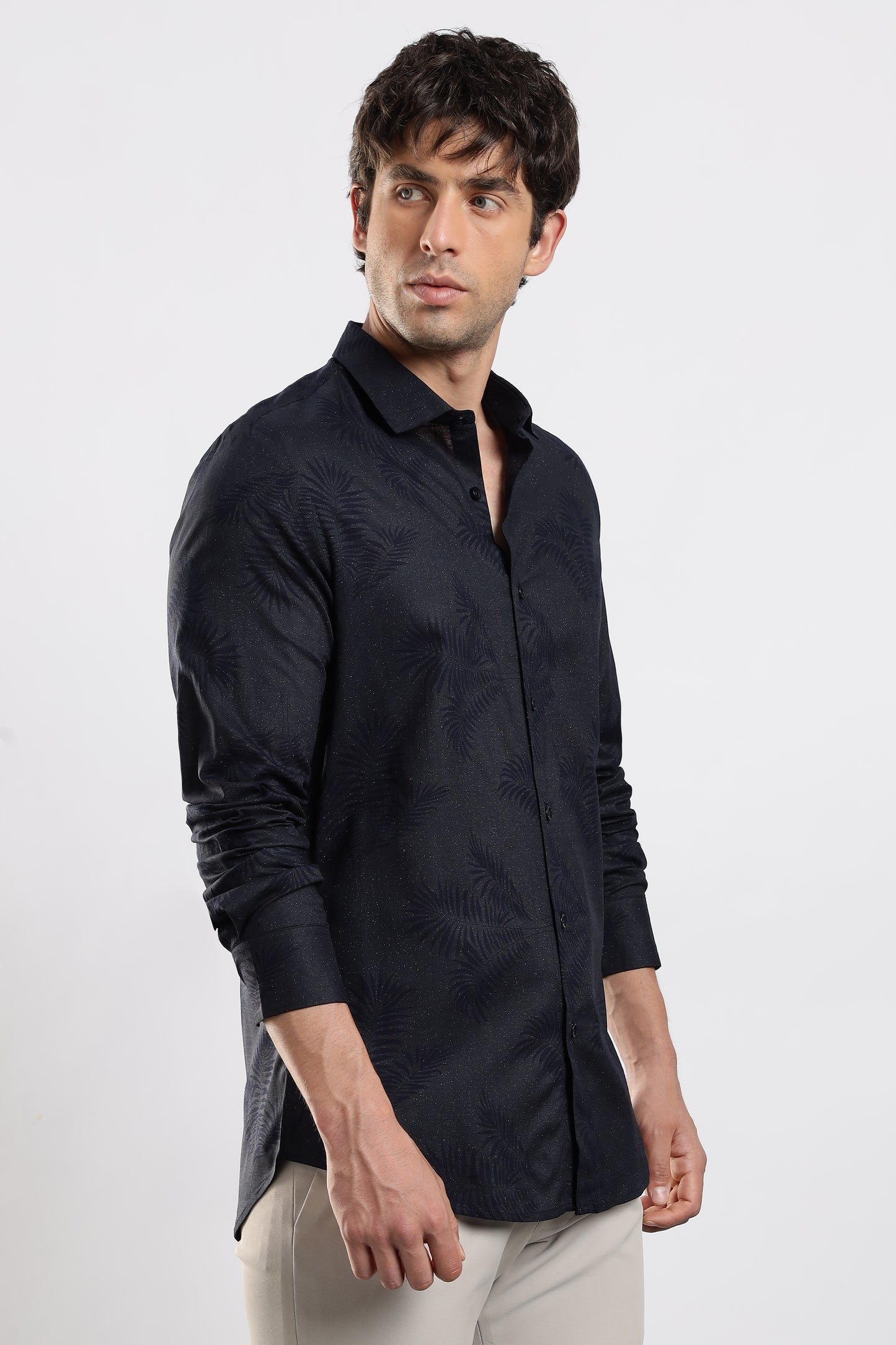 Glitter Print Shirt Navy 2