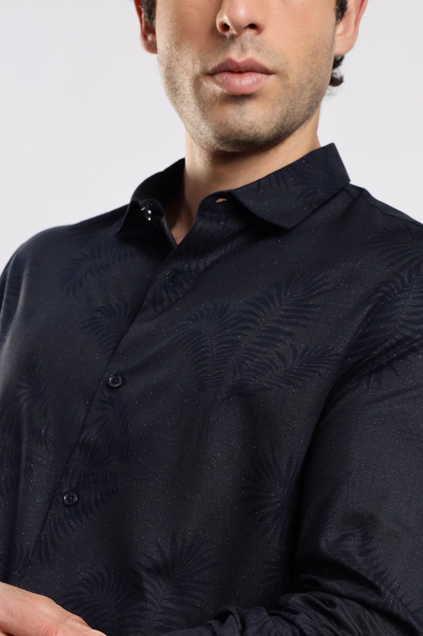 Glitter Print Shirt Navy 2
