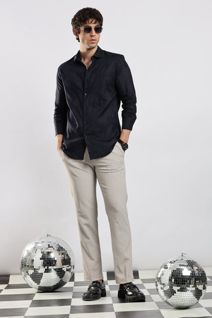 Glitter Print Shirt Black