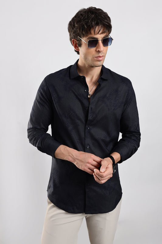 Glitter Print Shirt Navy 2