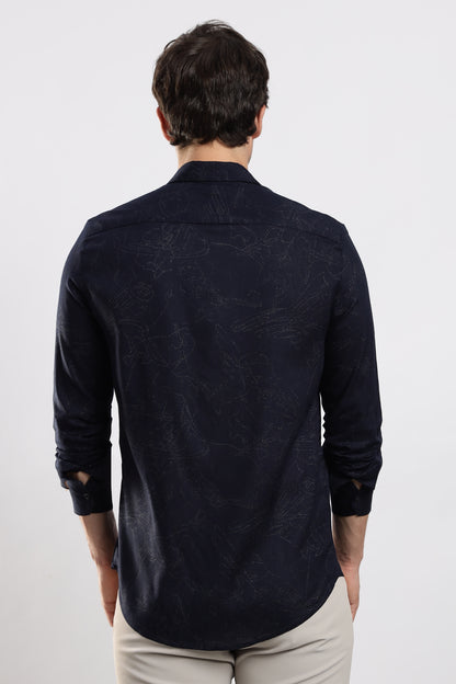 Glitter Print Shirt Navy