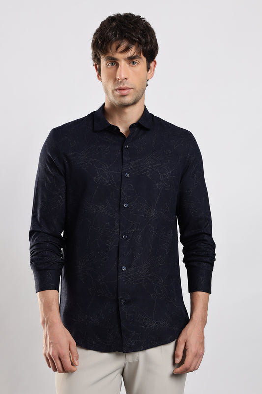Glitter Print Shirt Navy