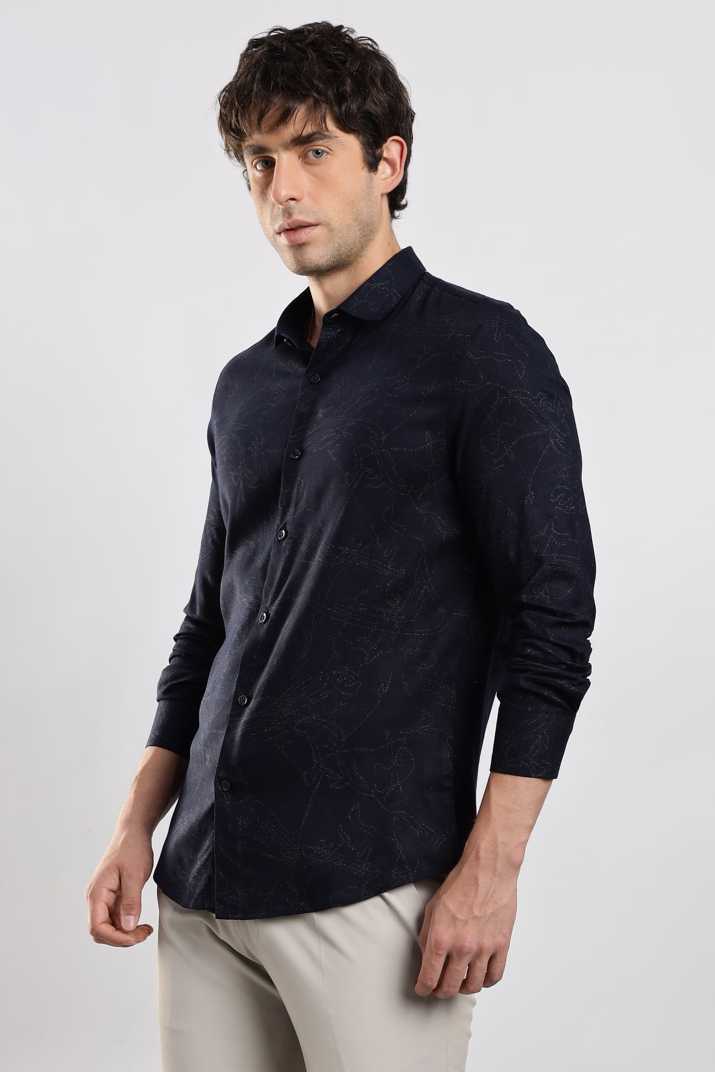 Glitter Print Shirt Navy 4