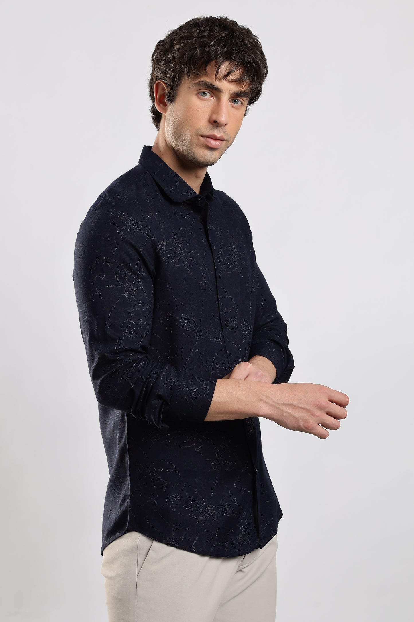 Glitter Print Shirt Navy 4