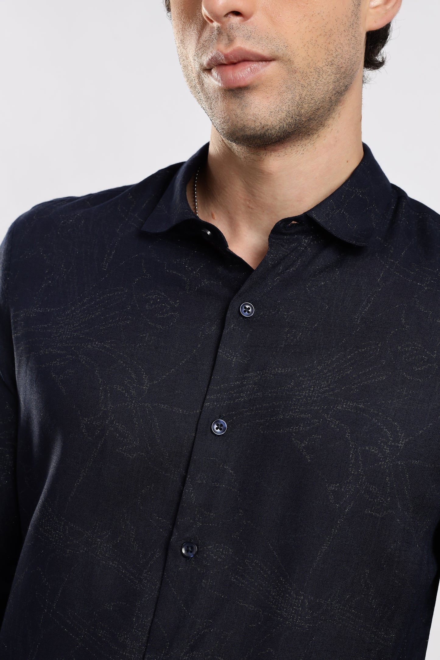 Glitter Print Shirt Navy 4