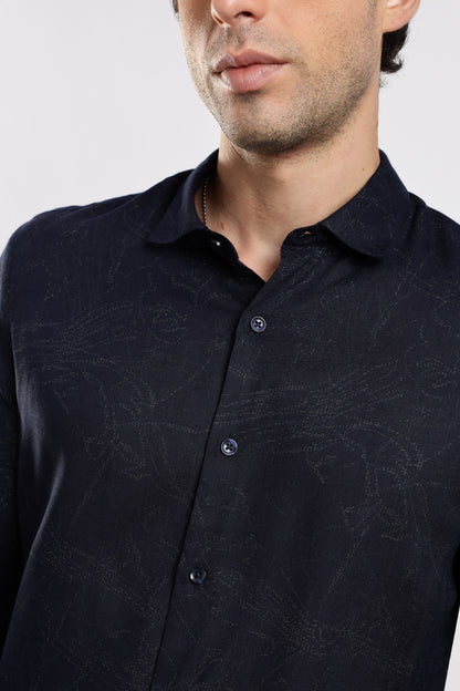 Glitter Print Shirt Navy