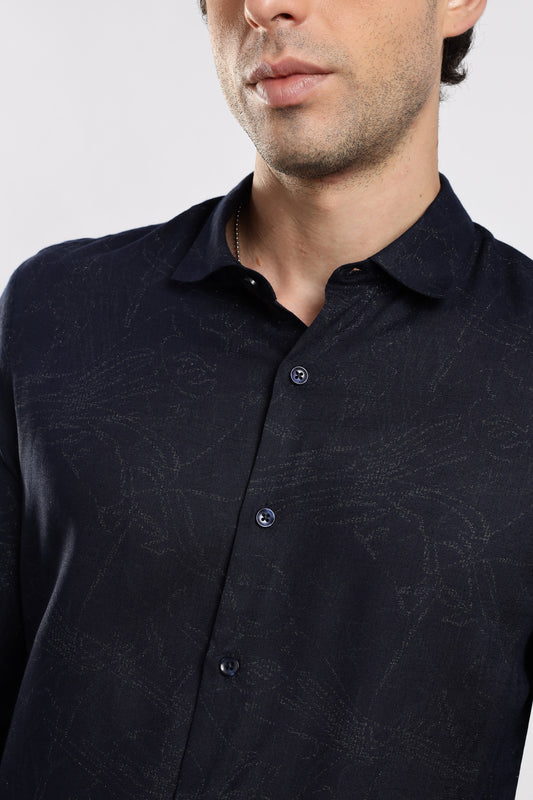 Glitter Print Shirt Navy