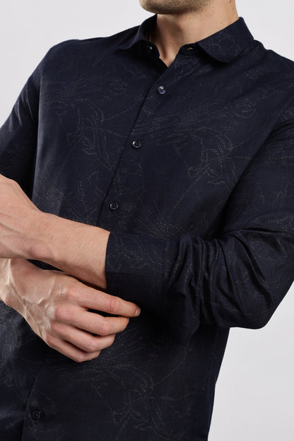 Glitter Print Shirt Navy