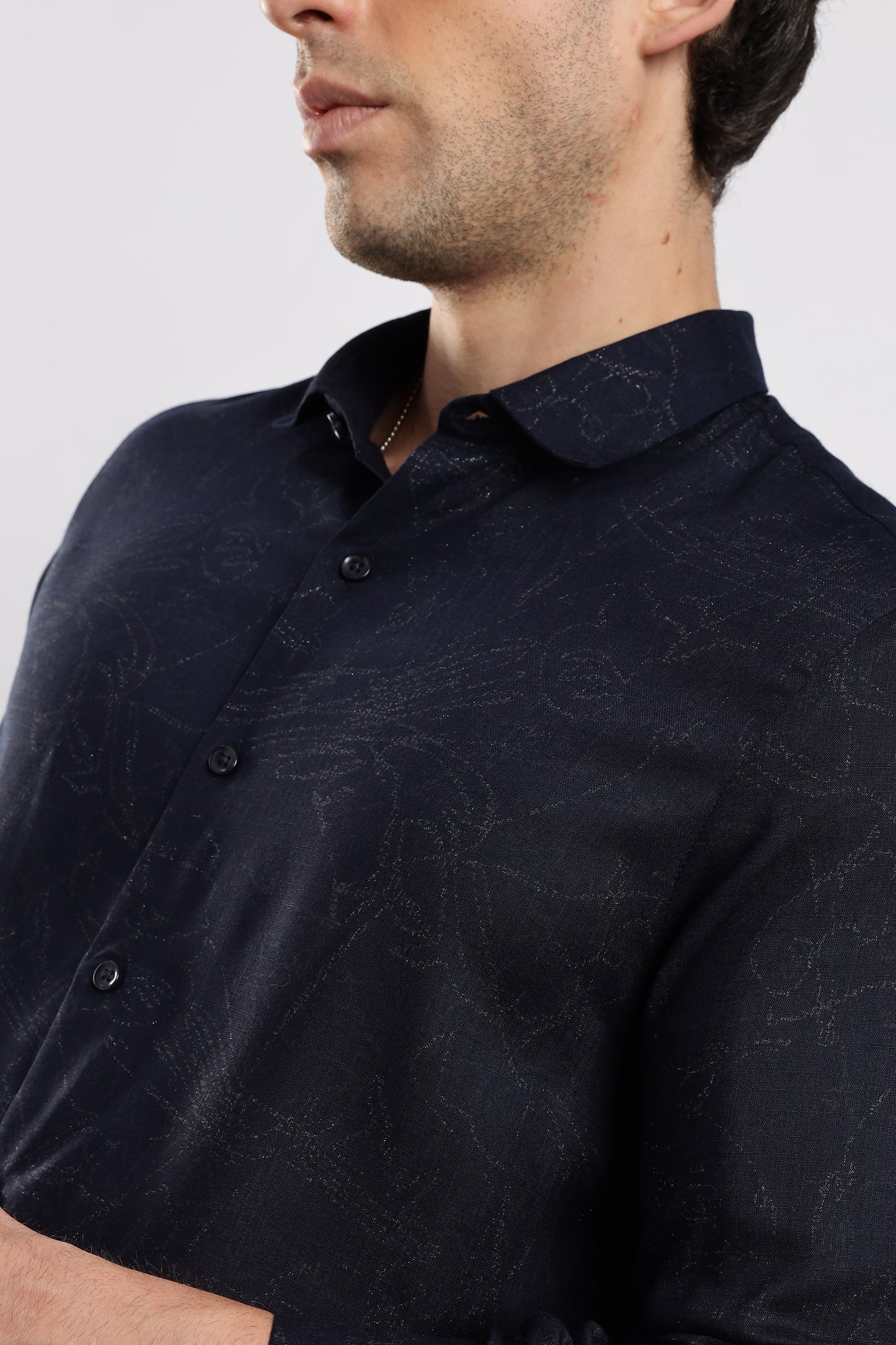 Glitter Print Shirt Navy 4