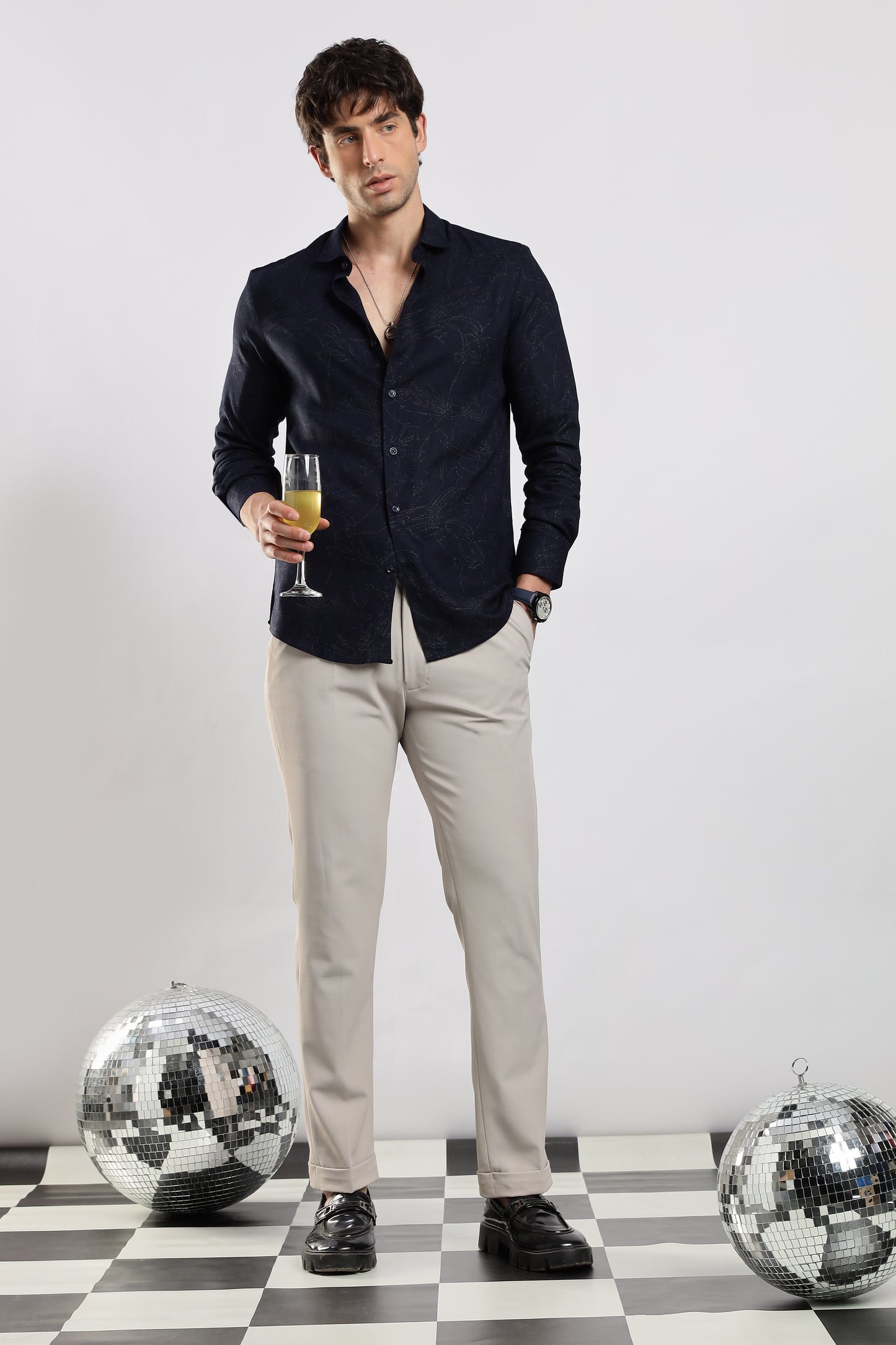 Glitter Print Shirt Navy 4