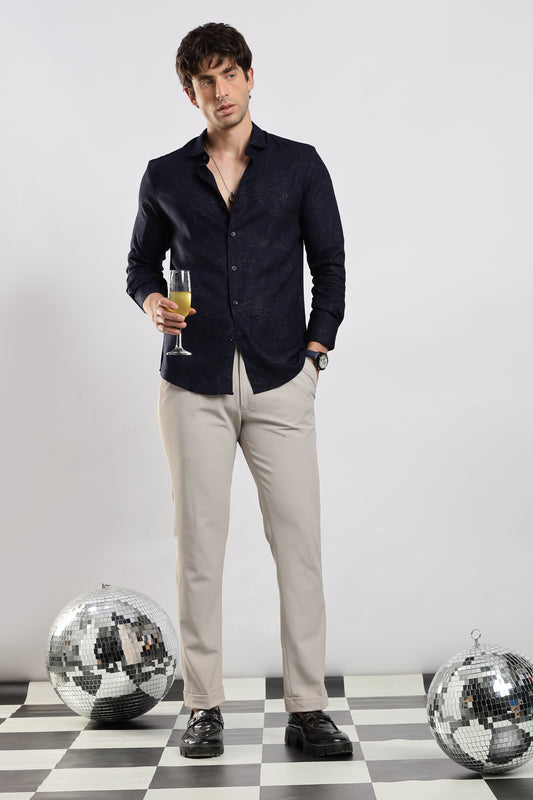 Glitter Print Shirt Navy