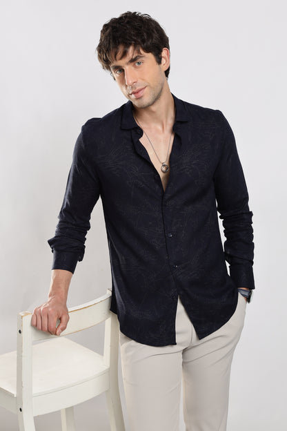 Glitter Print Shirt Navy