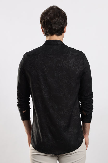 Glitter Print Shirt Black