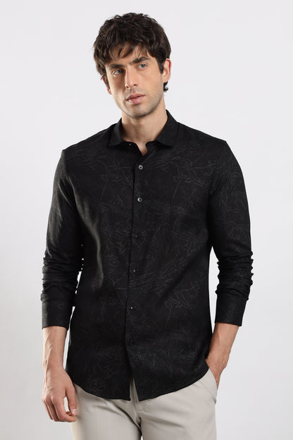 Glitter Print Shirt Black