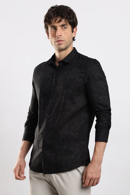Glitter Print Shirt Black