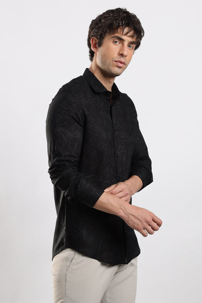 Glitter Print Shirt Black