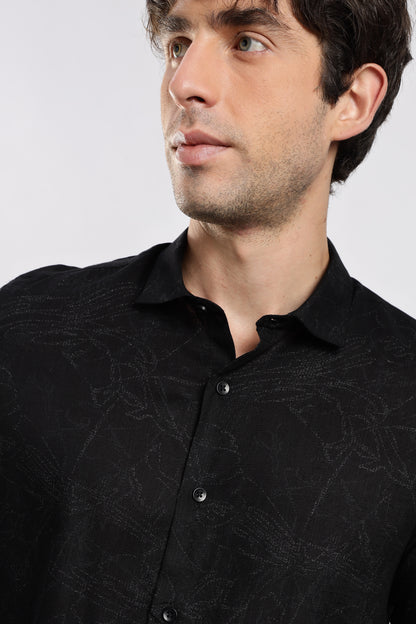 Glitter Print Shirt Black