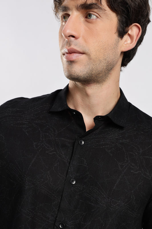 Glitter Print Shirt Black
