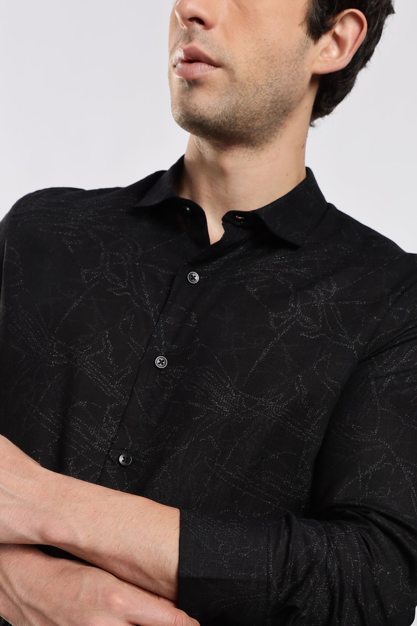 Glitter Print Shirt Black