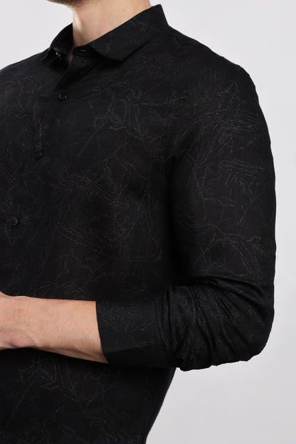 Glitter Print Shirt Black