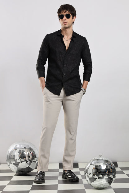 Glitter Print Shirt Black