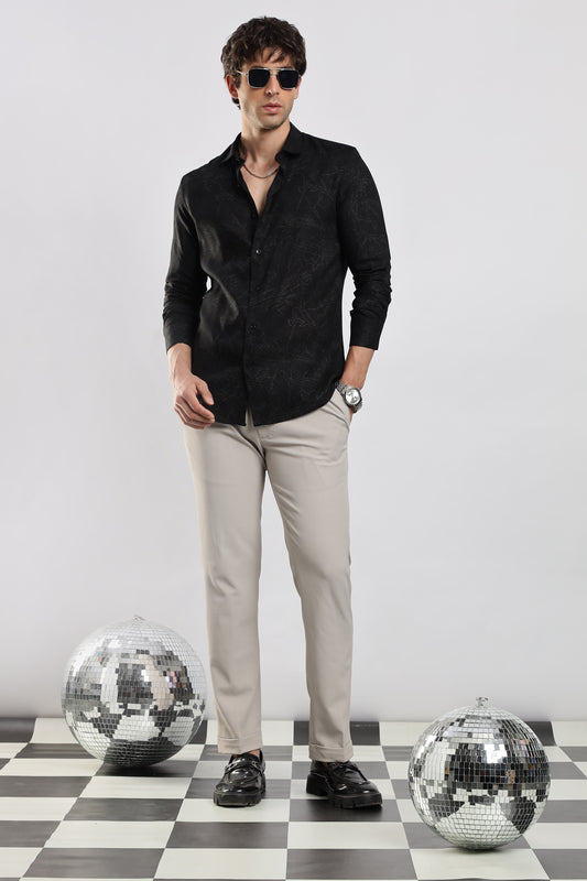 Glitter Print Shirt Black