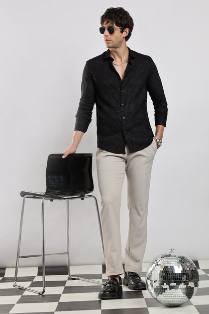 Glitter Print Shirt Black