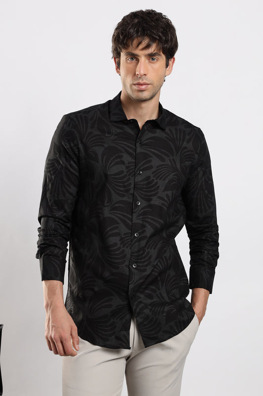 Glitter Print Shirt Black