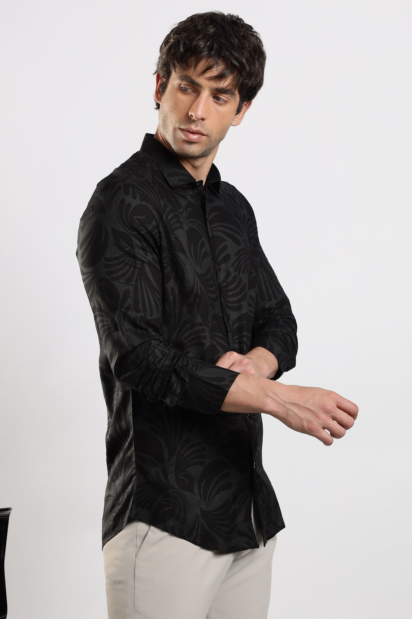 Glitter Print Shirt Black