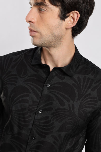 Glitter Print Shirt Black