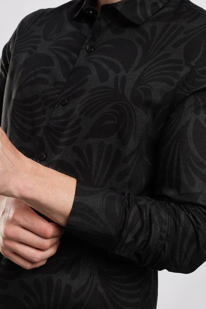 Glitter Print Shirt Black