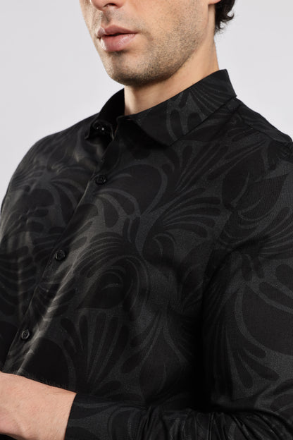 Glitter Print Shirt Black