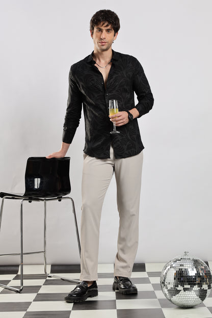 Glitter Print Shirt Black